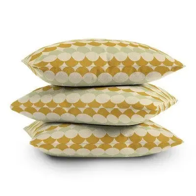 18" x 18" Colour Poems Retro Circular Pattern Outdoor Throw Pillow Cream - Deny Designs