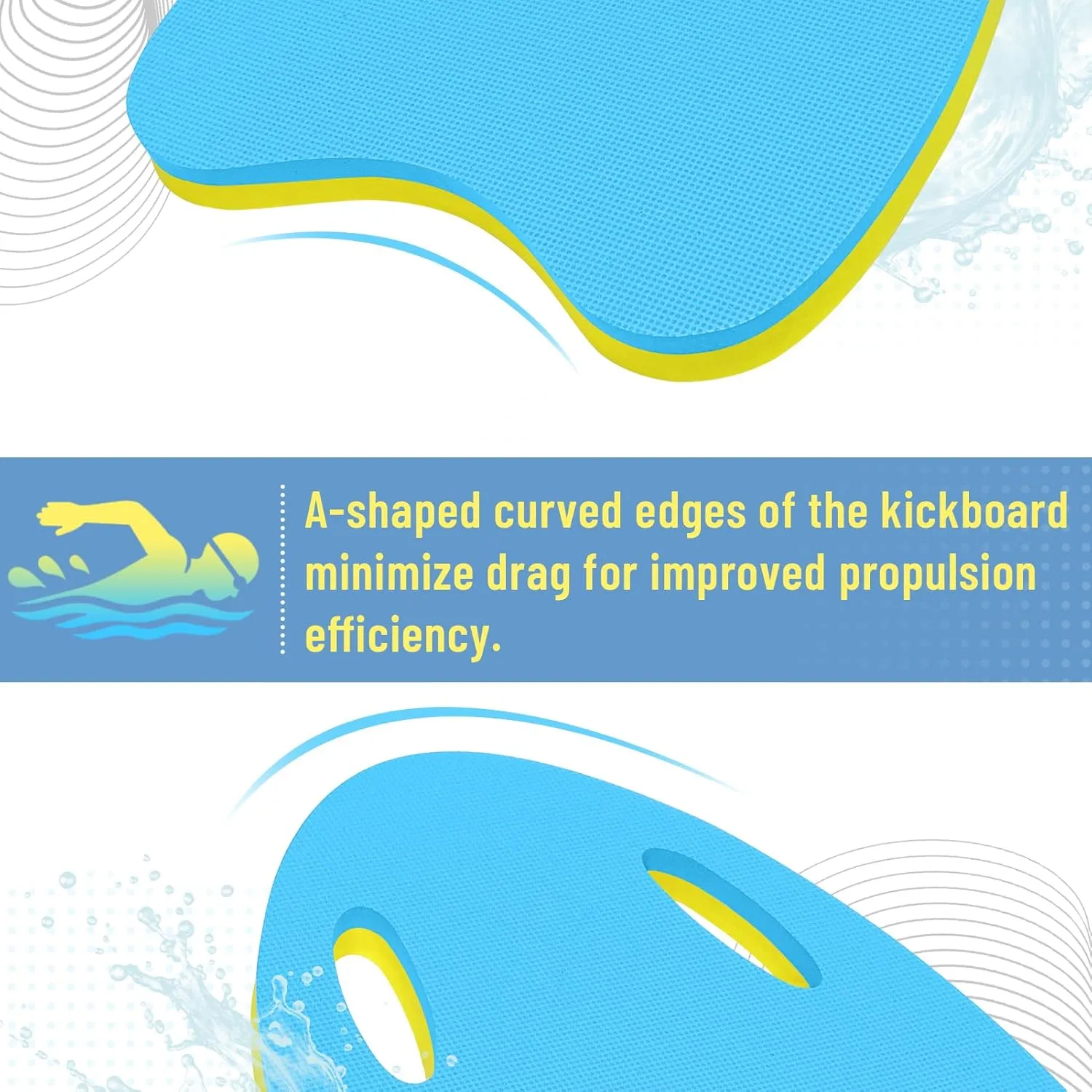 2PCS Swimming Kickboard for Adults and Kids, Swim Training Aid Kick Board Pool Exercise Equipment with Hole Handle, EVA Foam Water Board