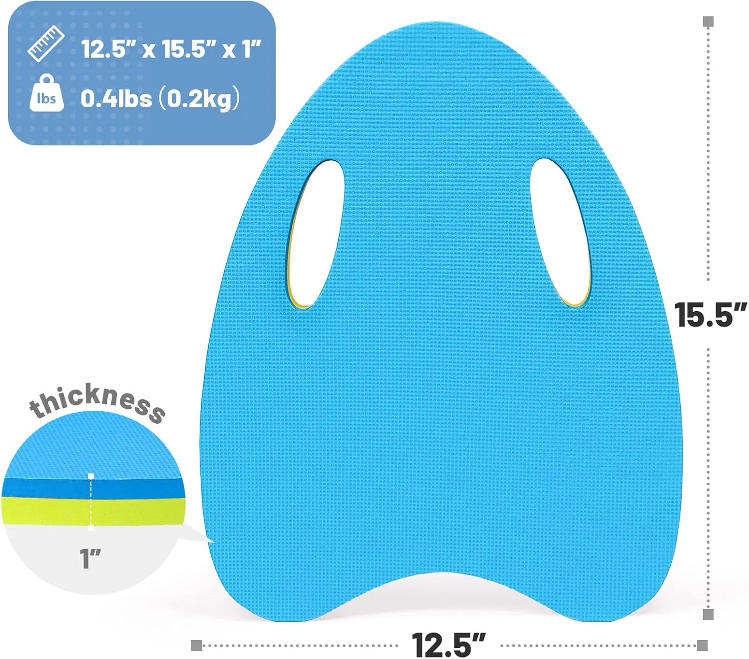 2PCS Swimming Kickboard for Adults and Kids, Swim Training Aid Kick Board Pool Exercise Equipment with Hole Handle, EVA Foam Water Board