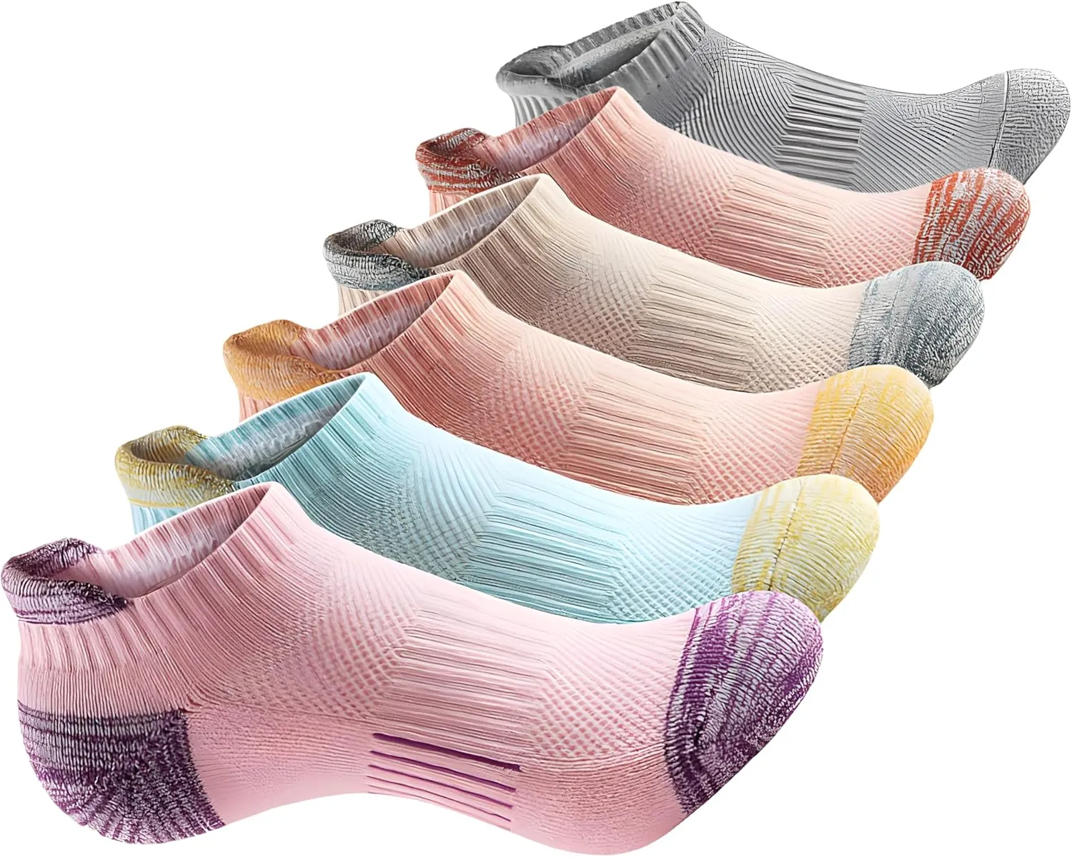 6 Pairs Breathable Ankle Socks, Mesh Low Cut Socks, Athletic Running Socks, Sports Tab Socks, Fits size 5-10