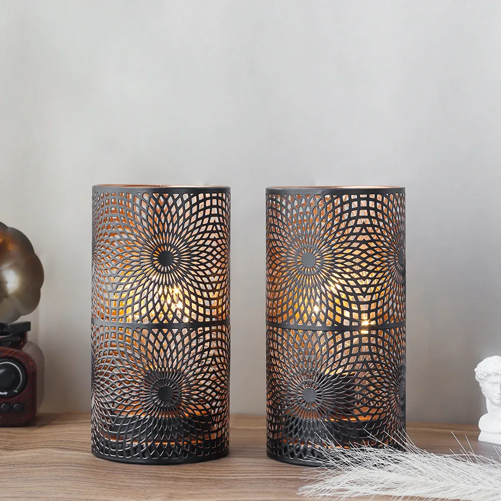 7.5"H Set of 2 Black Table Metal Lamp