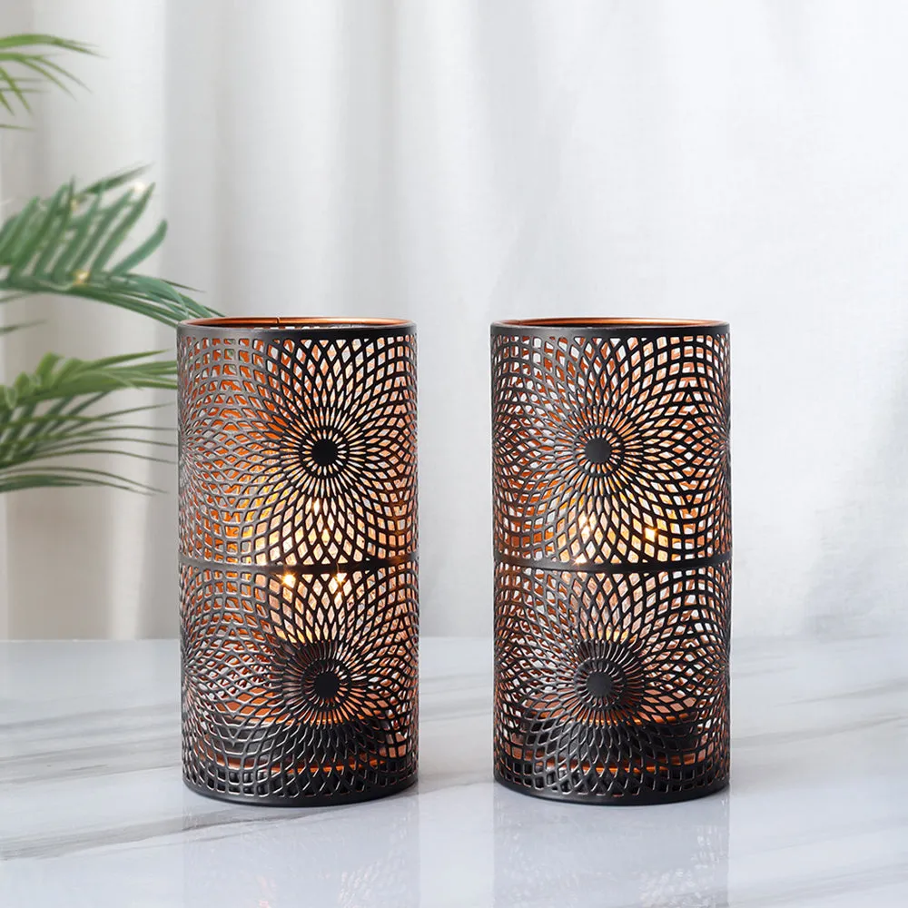 7.5"H Set of 2 Black Table Metal Lamp