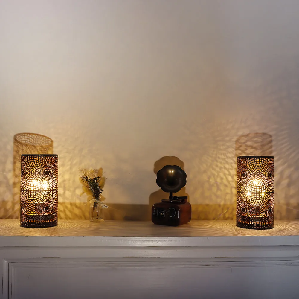7.5"H Set of 2 Black Table Metal Lamp