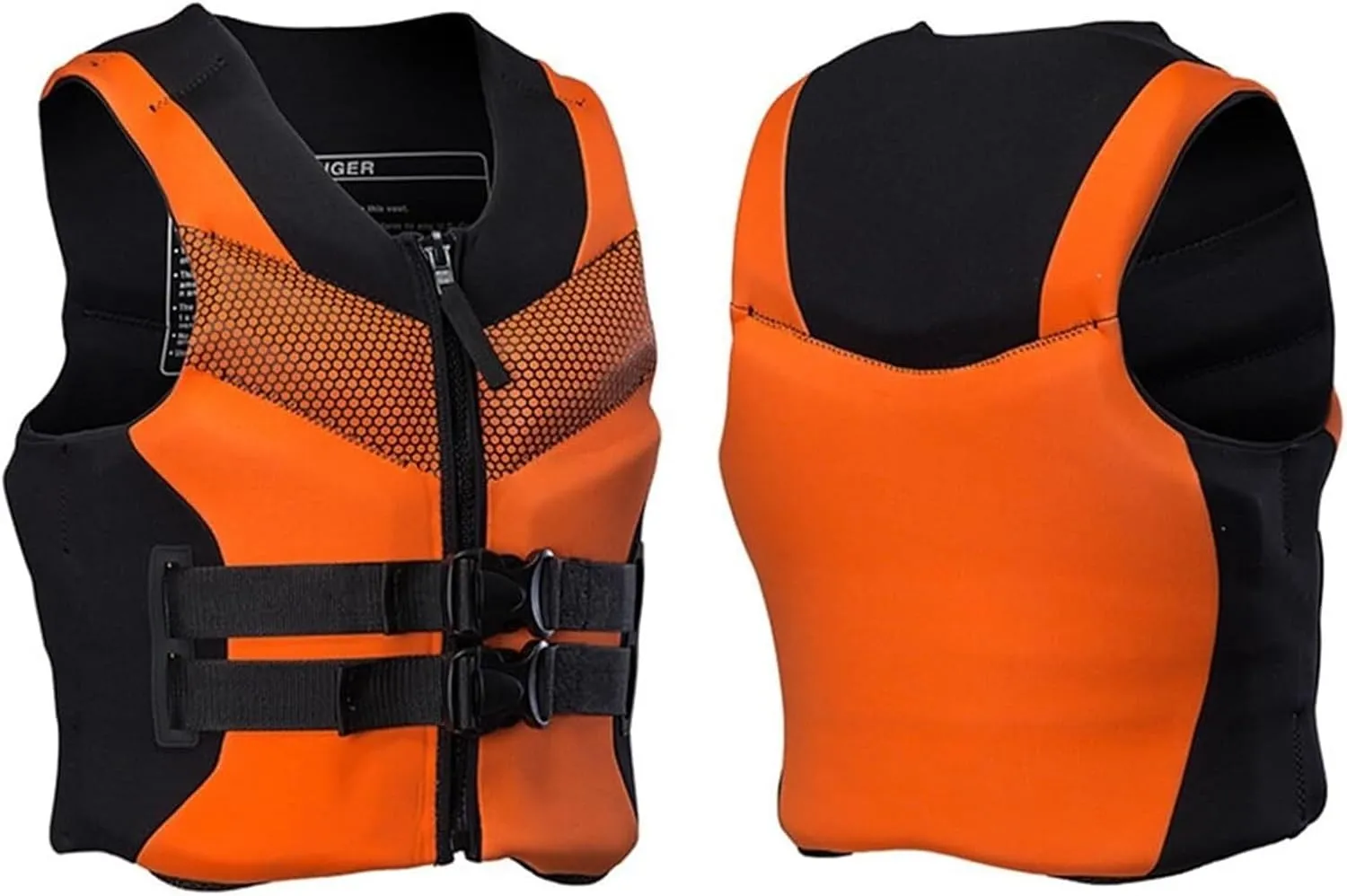 Adults Life Jackets, Swimming Vest with Nylon Adjustable Buckle and Zipper, Safety Life Vest for Wakeboard Raft Rescue Boat(Orange,Large)