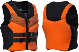 Adults Life Jackets, Swimming Vest with Nylon Adjustable Buckle and Zipper, Safety Life Vest for Wakeboard Raft Rescue Boat(Orange,Large)