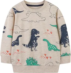AMIYAN Toddler Boys Sweatshirts Cotton Long Sleeve Pullover Girls Crewneck Hoodies Tops Cartoon Sport Shirts for Kids 2-6Y