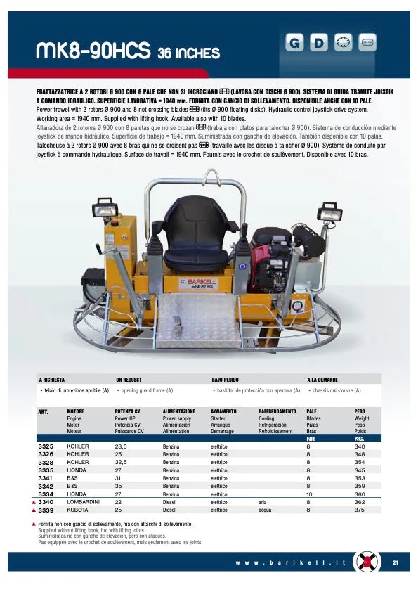 Barikell Ride-On Power Trowel PS 36" 27HP