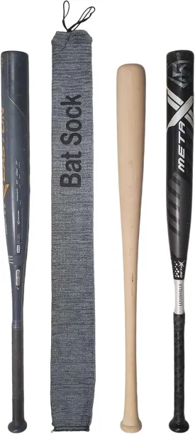 Bat Sleeve, Baseball and Softball Bat Accessory, Bat Cover Protection, Bat Sock, Knitted Bat Sock Case, Gray, 35 Inches One Size