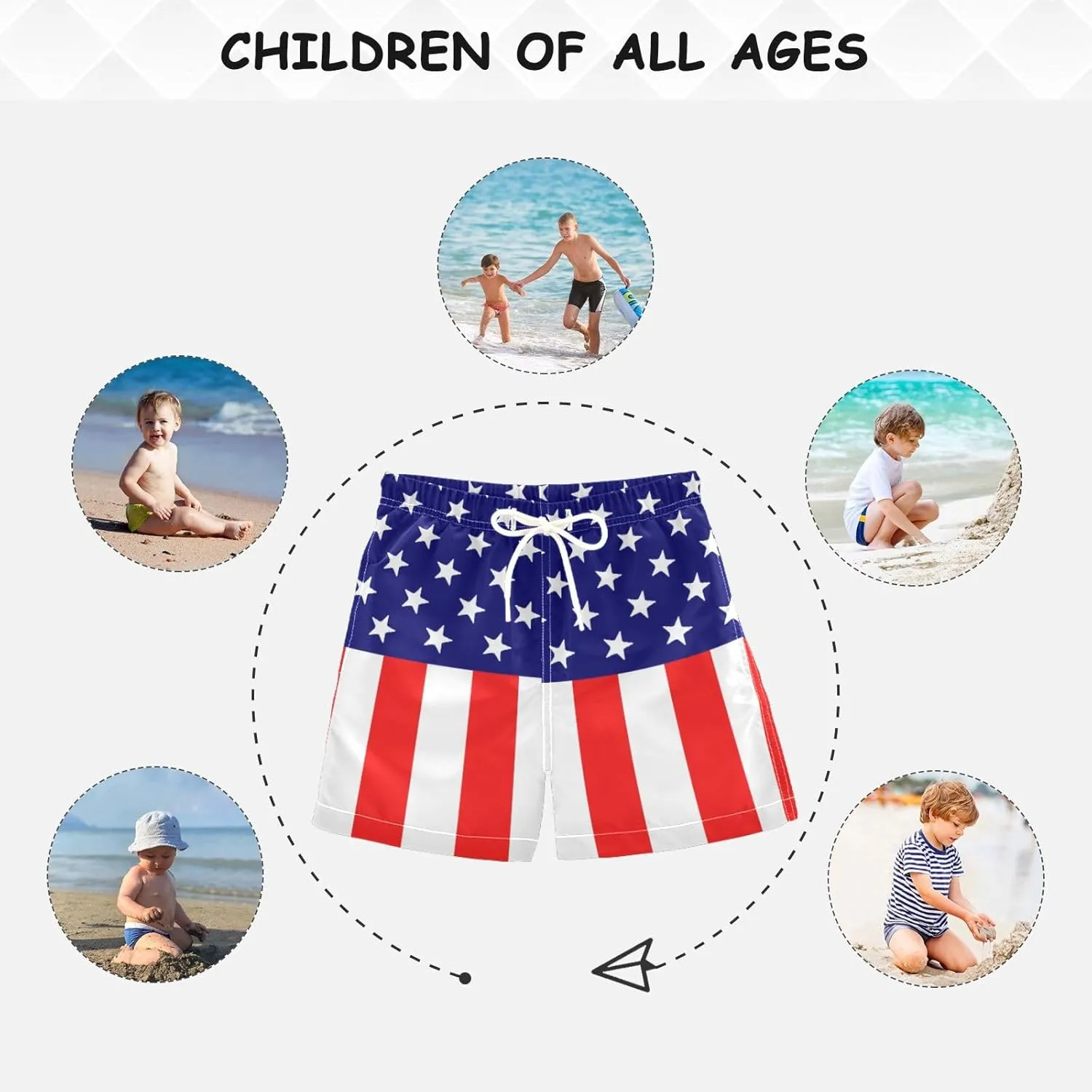 Board Shorts Boys Swim Trunks with Mesh Liner, Boys Toddler Swimsuit Swimwear, 2T