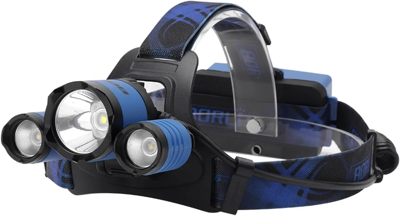 BORUIT B21 Headlamp Rechargeable, LED Super Bright Head Lights for Forehead, Battery Powered, 4 Modes Head Lamp 90 Adjustable, IPX5 Waterproof