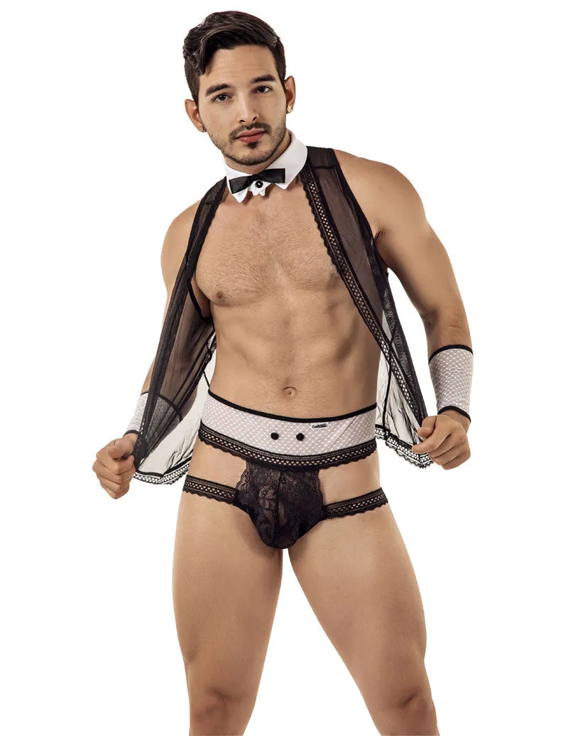 Candyman Barman Lace Outfit Costume Black 99426 Size M