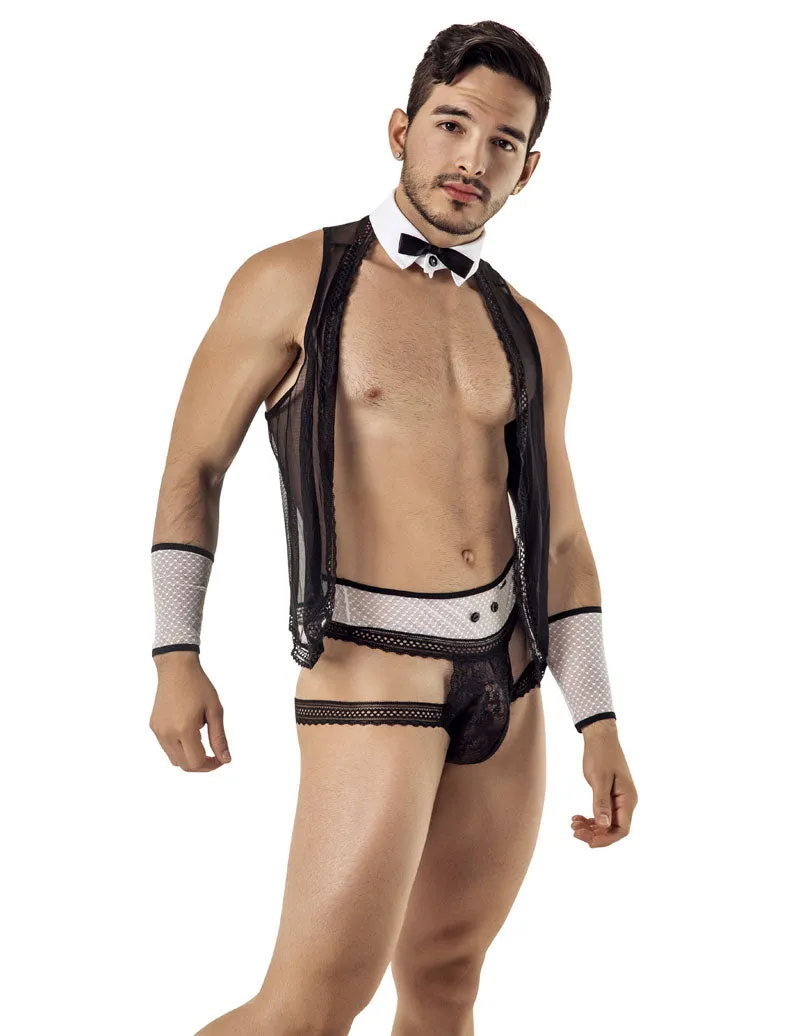 Candyman Barman Lace Outfit Costume Black 99426 Size M