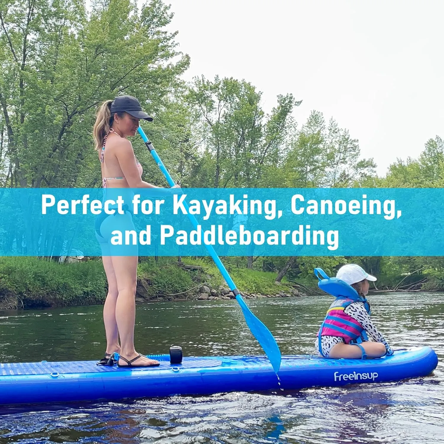 Freein 3-Piece Adjustable & Floating SUP Paddle - Fiberglass Shaft, Nylon Blade (71-83")