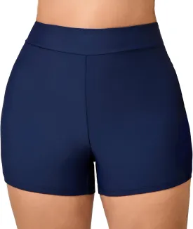 Halcurt Women's Plus Size High Waisted Board Shorts Tankini Swim Bottoms Modest Beach Swimsuit Boy Shorts
