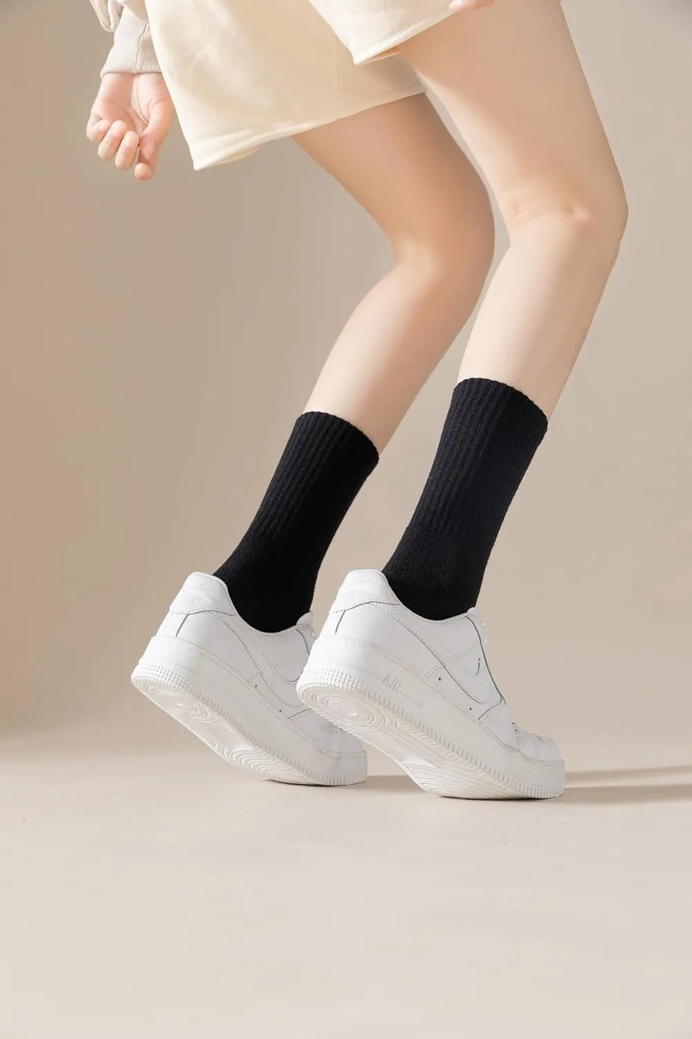 Irisbear Cushion Crew Socks for Women Cotton Running Hiking Athletic Long Socks for Women 5 Pairs