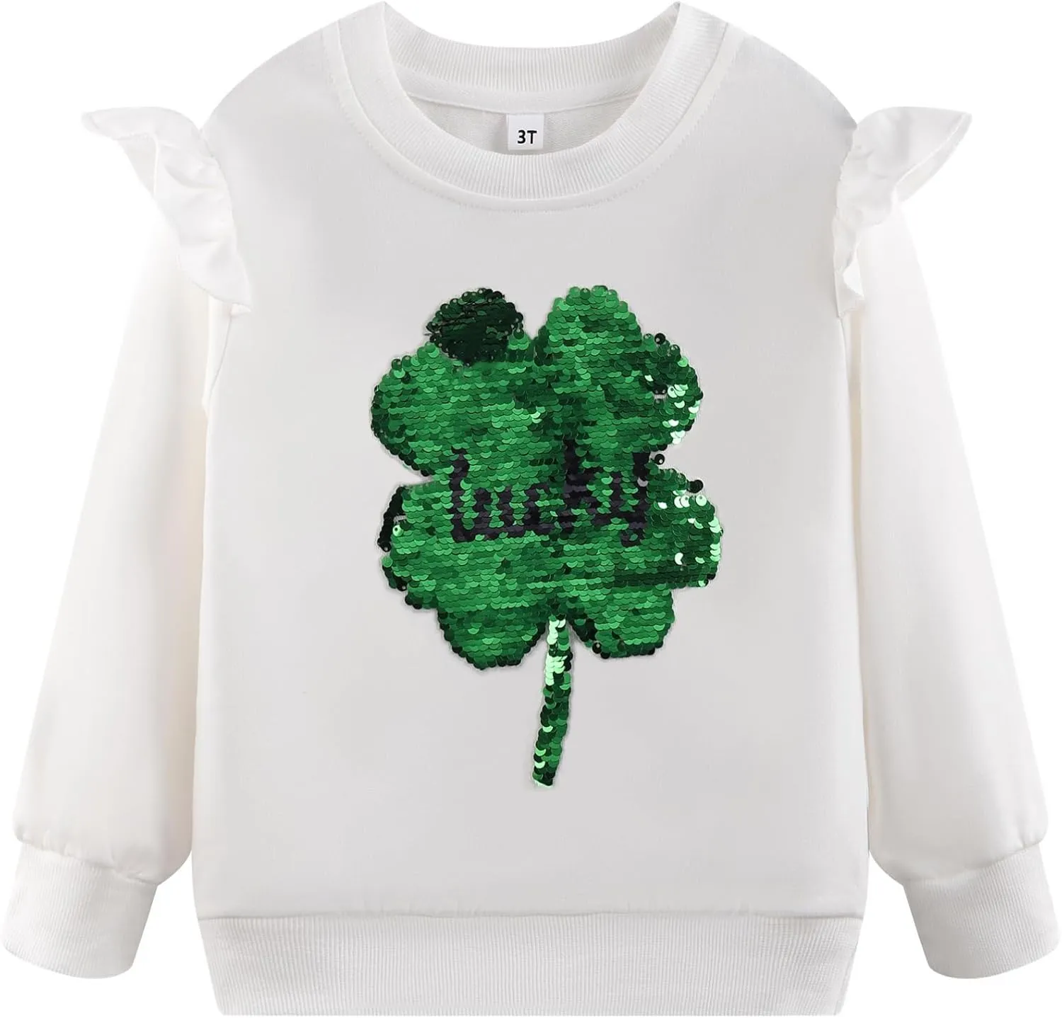Kid St Patricks Day Shirt Girl Shamrock Sweatshirt Baby Lucky Irish Four Leaf Clover Sweater Toddler St Patricks Day Pullover Top 4T