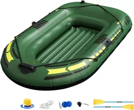 Lnflatable Boat 2 People 0.4mm PVC Canoe Rubber Dinghy Thicken Foldable Iatable Fishing Boat 192x113x40cm Air Boats Outdoor Rafting Comfortable (Army Green)