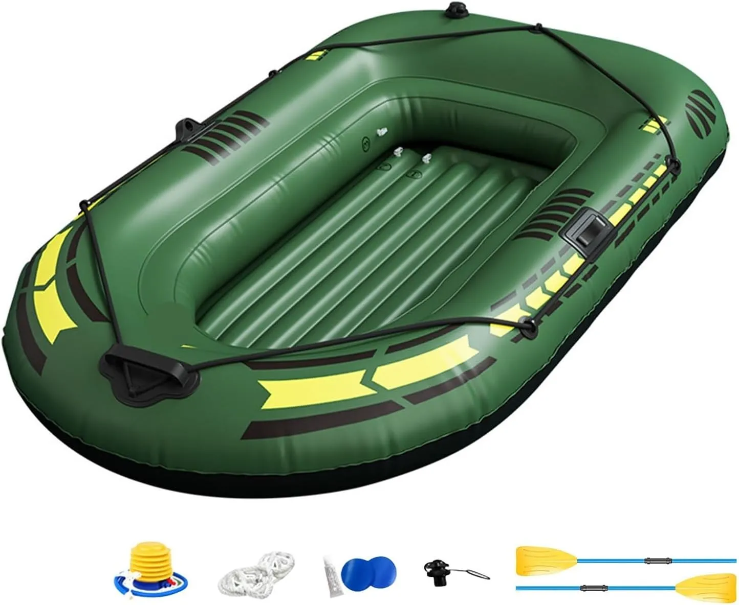 Lnflatable Boat 2 People 0.4mm PVC Canoe Rubber Dinghy Thicken Foldable Iatable Fishing Boat 192x113x40cm Air Boats Outdoor Rafting Comfortable (Army Green)