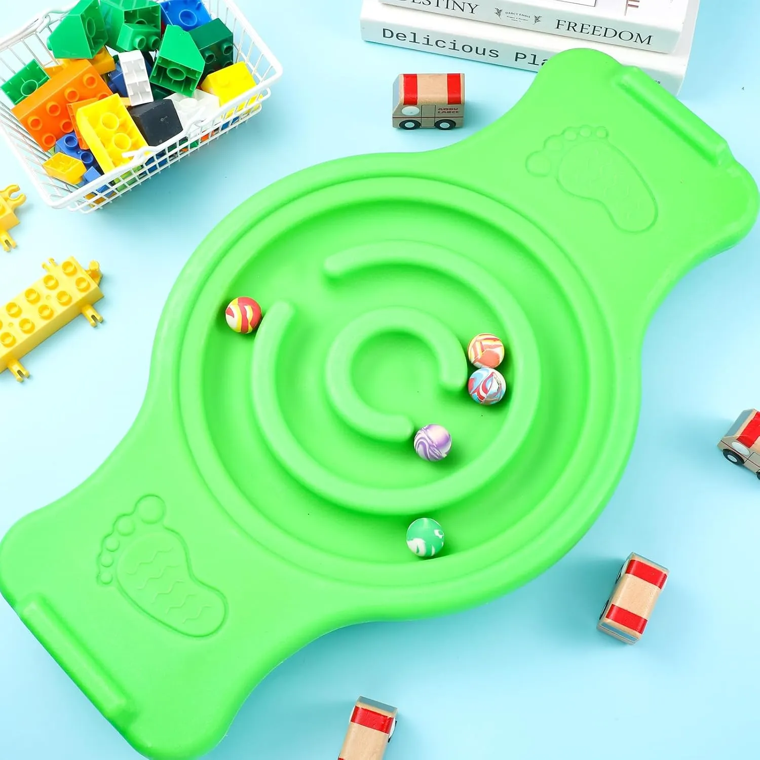 Maze Balance Board for Kids Plastic Wobble Rocker Balance Board with Mini Balls Load 220lb Balance Game with Handles for Toddler Balancing Exercise Equipment Game, 24.5 x 11.8 Inch