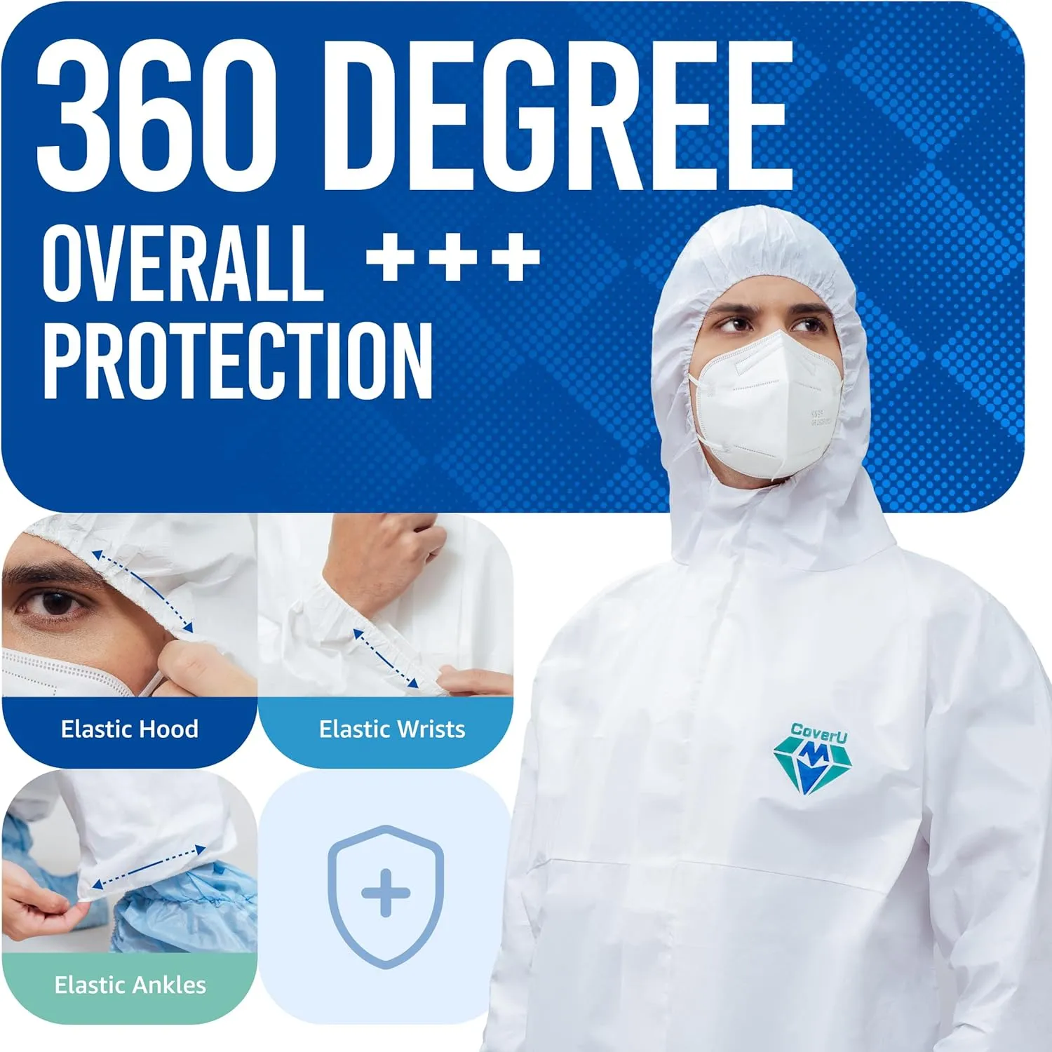 Medtecs Hazmat Suits - 6 Sizes Options - Disposable Coveralls Suit, Medical Protective Coverall PPE Hazmat Suits