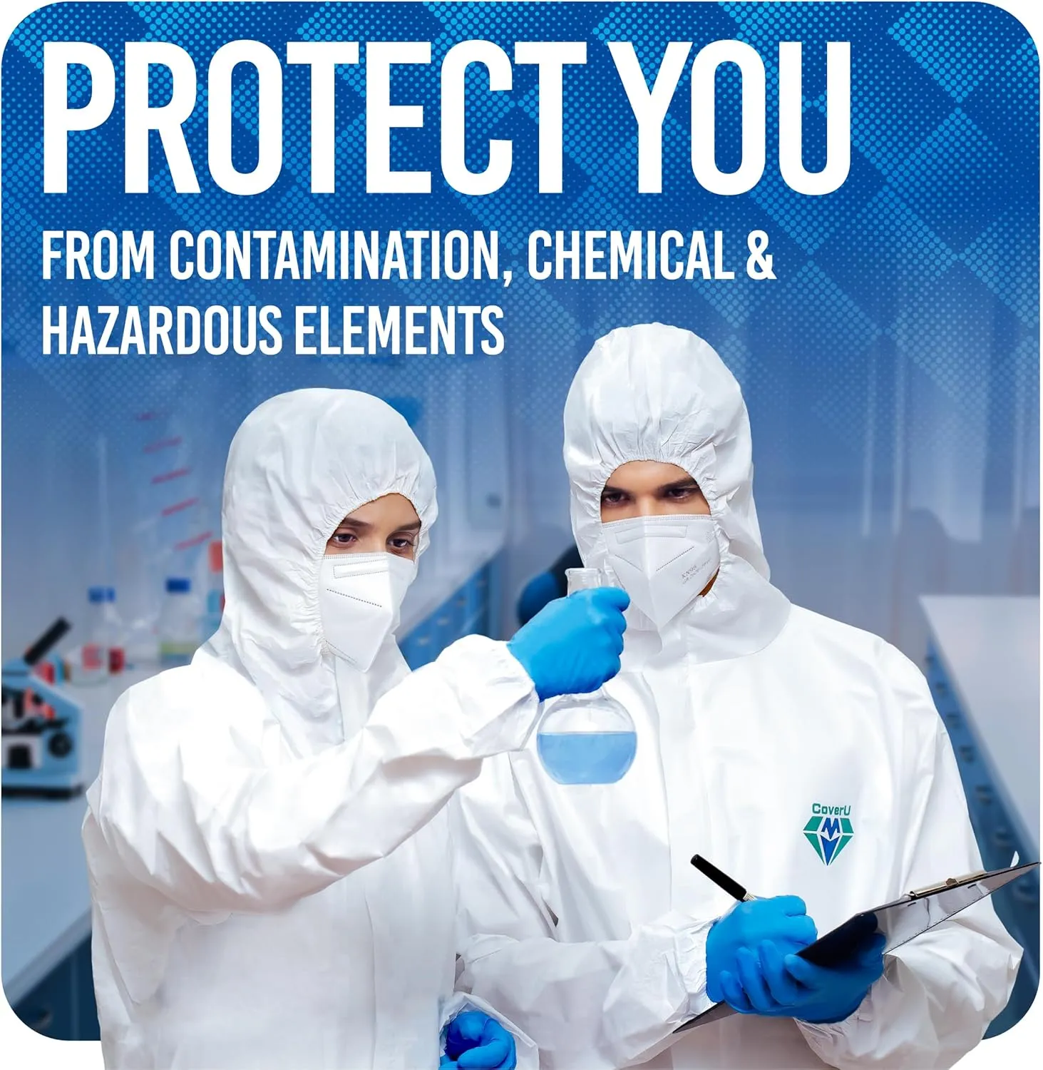 Medtecs Hazmat Suits - 6 Sizes Options - Disposable Coveralls Suit, Medical Protective Coverall PPE Hazmat Suits