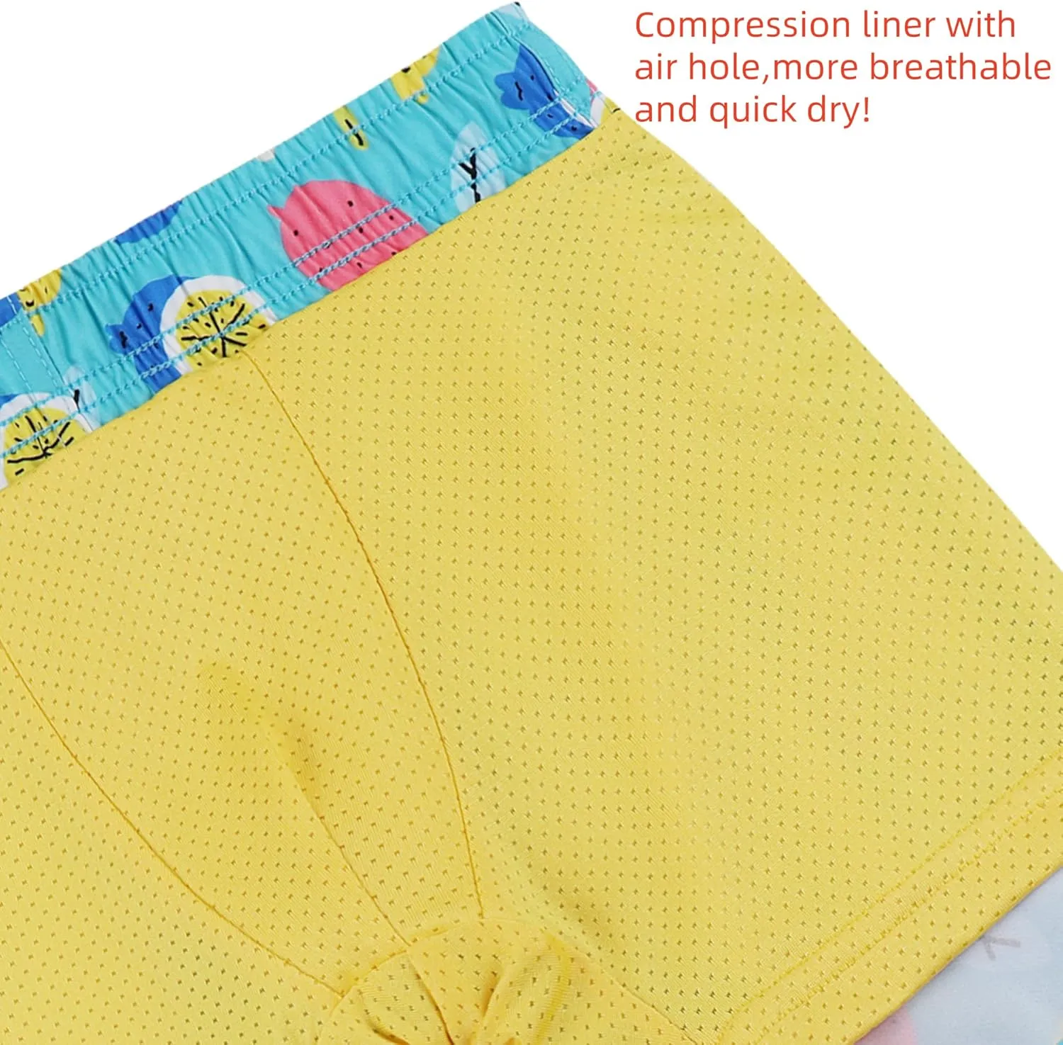 MILANKERR Toddler Boys Swim Trunks with Compression Air Holes Liner Quick Dry