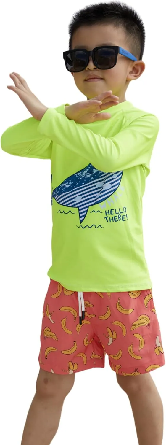 MILANKERR Toddler Boys Swim Trunks with Compression Air Holes Liner Quick Dry