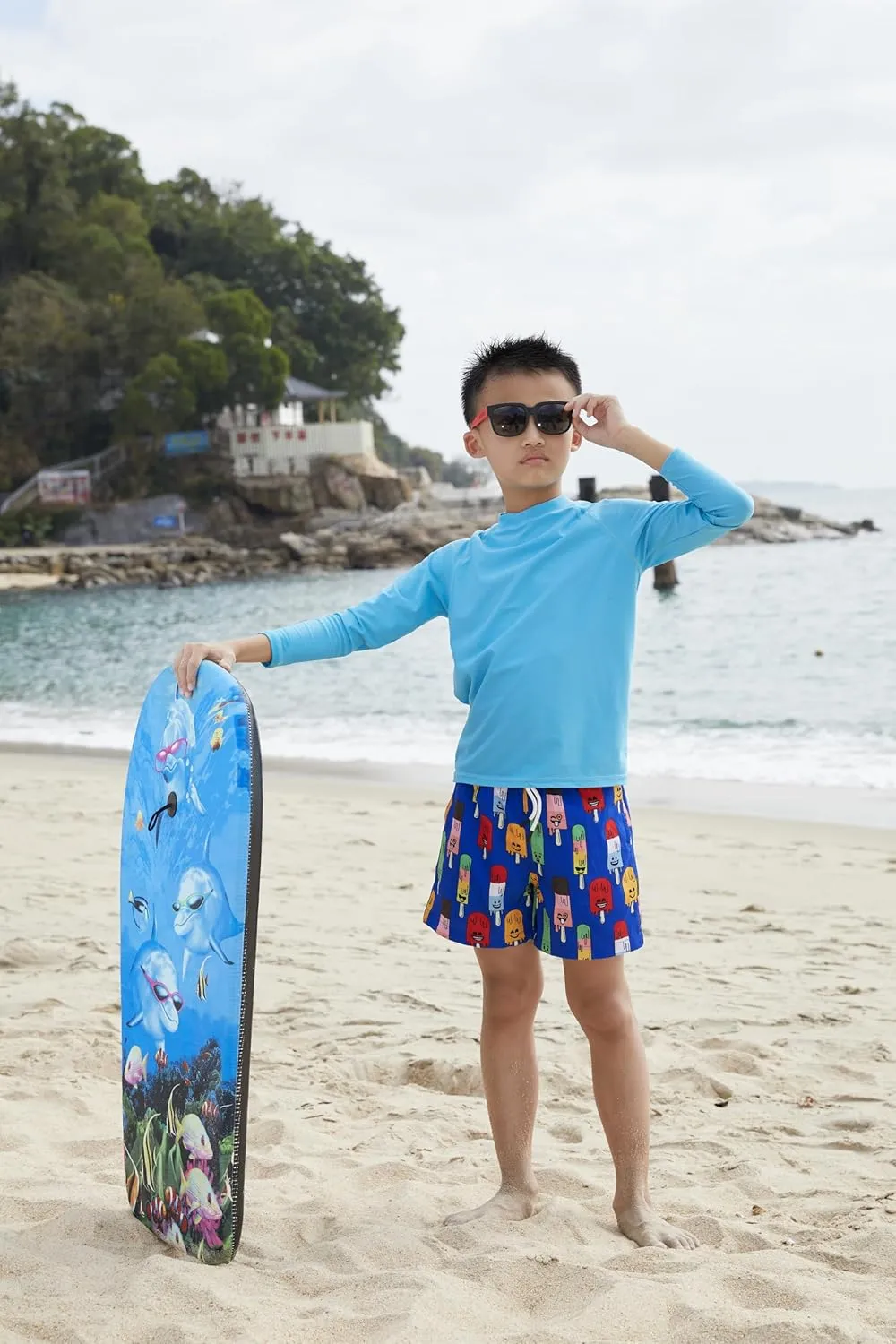MILANKERR Toddler Boys Swim Trunks with Compression Air Holes Liner Quick Dry
