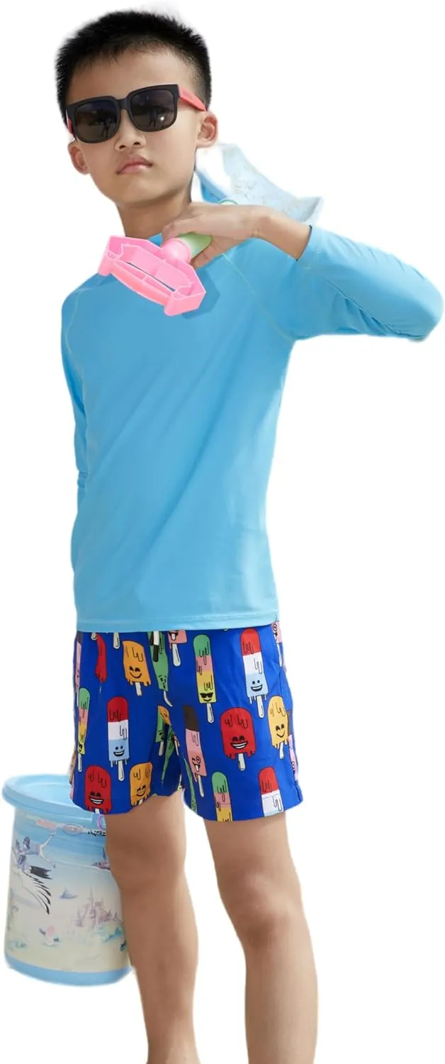 MILANKERR Toddler Boys Swim Trunks with Compression Air Holes Liner Quick Dry