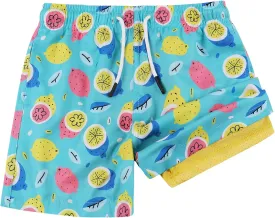 MILANKERR Toddler Boys Swim Trunks with Compression Air Holes Liner Quick Dry