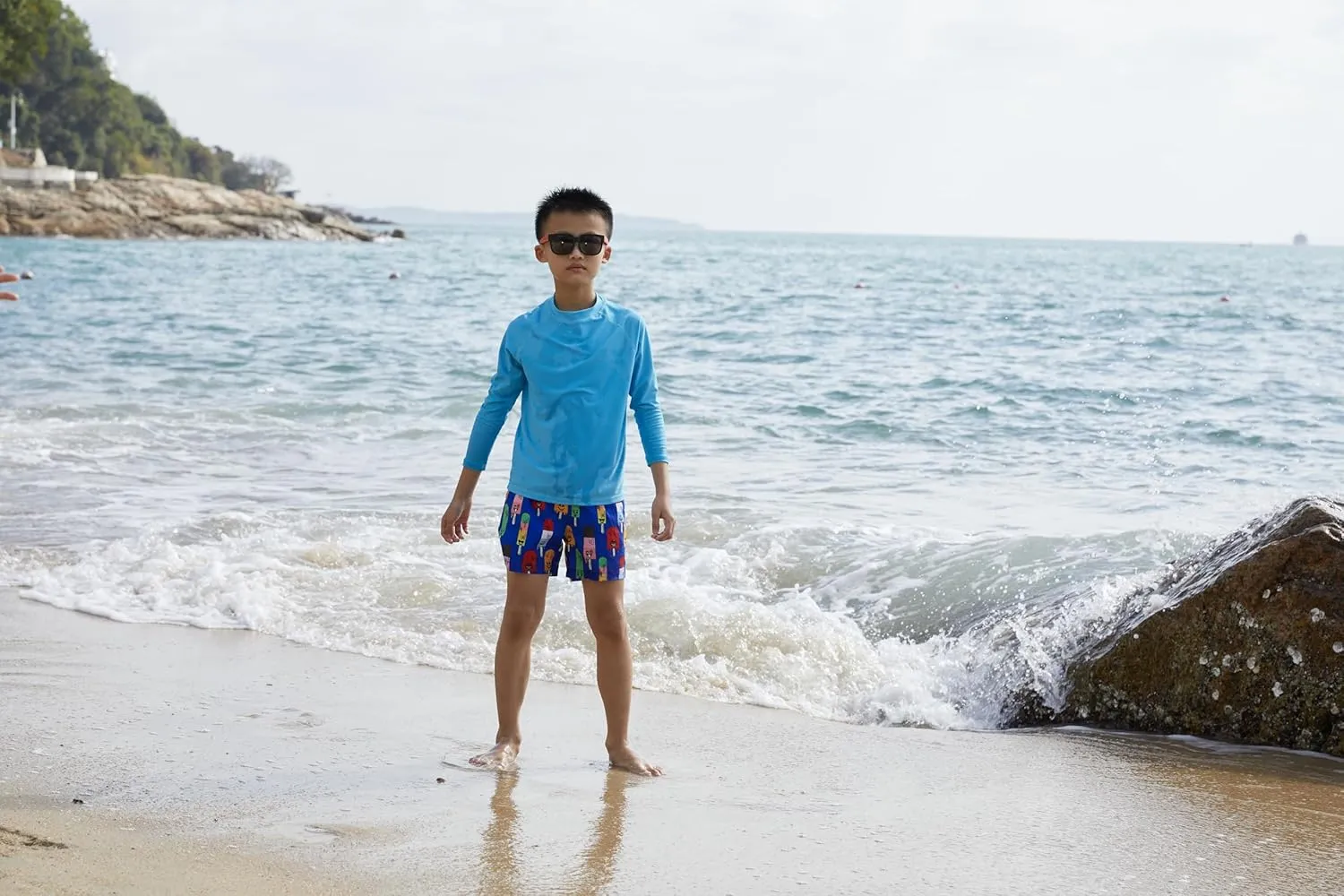 MILANKERR Toddler Boys Swim Trunks with Compression Air Holes Liner Quick Dry