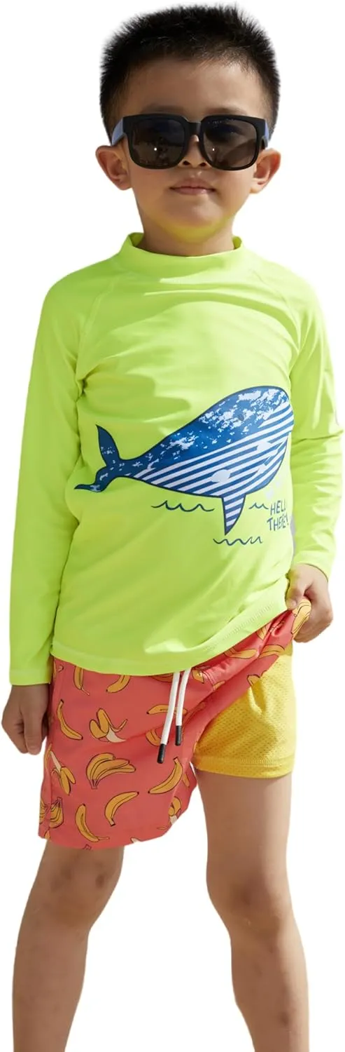 MILANKERR Toddler Boys Swim Trunks with Compression Air Holes Liner Quick Dry