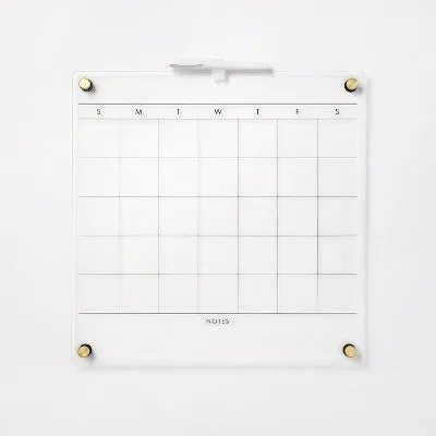 New - 16"x16" This Month Acrylic Dry Erase Calendar Clear - Threshold
