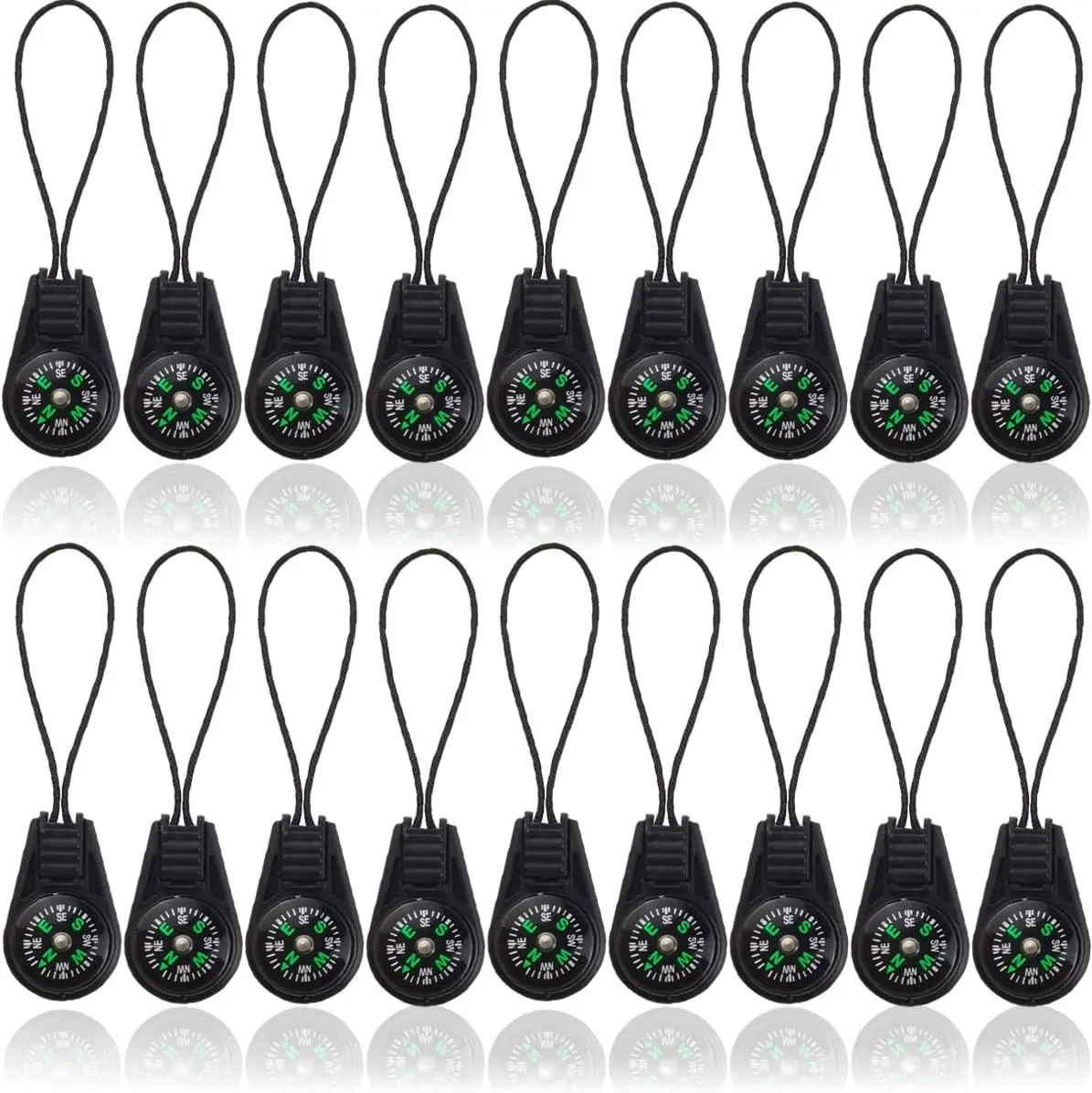 NSBELL 25PCS Mini Survival Compass Zipper Pull Slider Outdoor Camping Hiking Pocket Compass Liquid Filled Compass for Emergency Survival Kits Watchband Paracord Bracelet Necklace Key Chain
