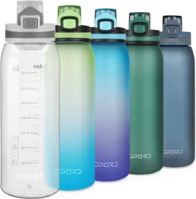 Opard 30oz/32oz Sports Water Bottle with Leak Proof Flip Top Lid BPA Free Tritan Reusable Plastic for Gym and Outdoor, Travel Water Bottle with Straw