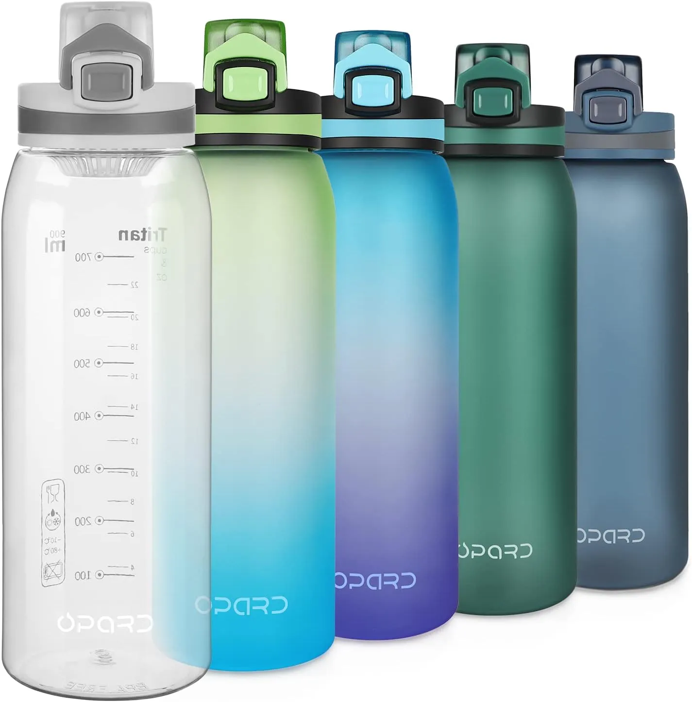 Opard 30oz/32oz Sports Water Bottle with Leak Proof Flip Top Lid BPA Free Tritan Reusable Plastic for Gym and Outdoor, Travel Water Bottle with Straw