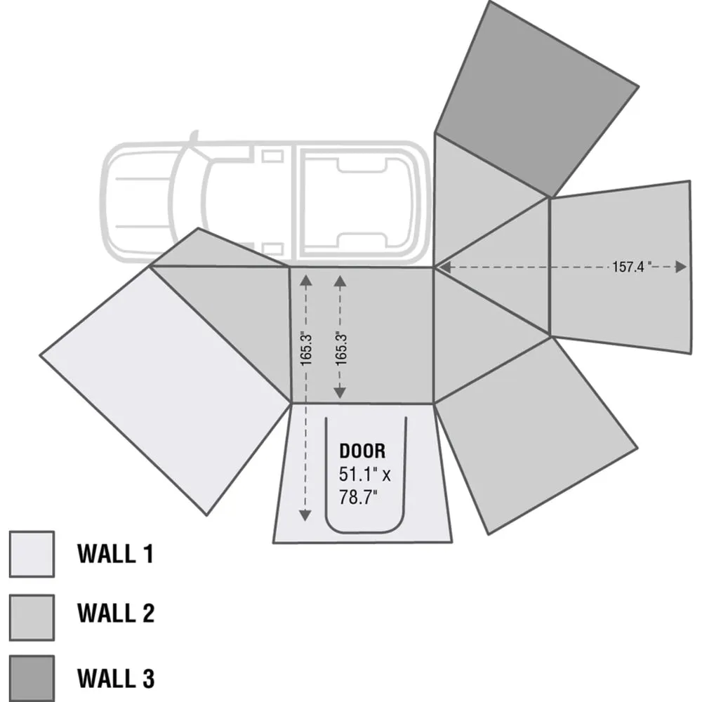 Overland Vehicle Systems - Nomadic Awning 270 - Awning & Wall 1, 2, & 3, Mounting Brackets - Driver Side