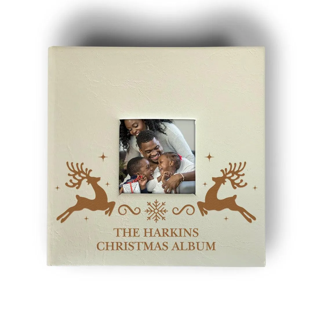 Personalized Reindeer Cream Leatherette Photo Album