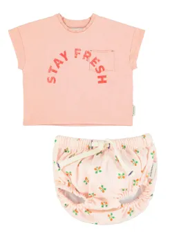 PIUPIUCHICK PINK STRIPE "STAY FRESH" BLOOMER SET
