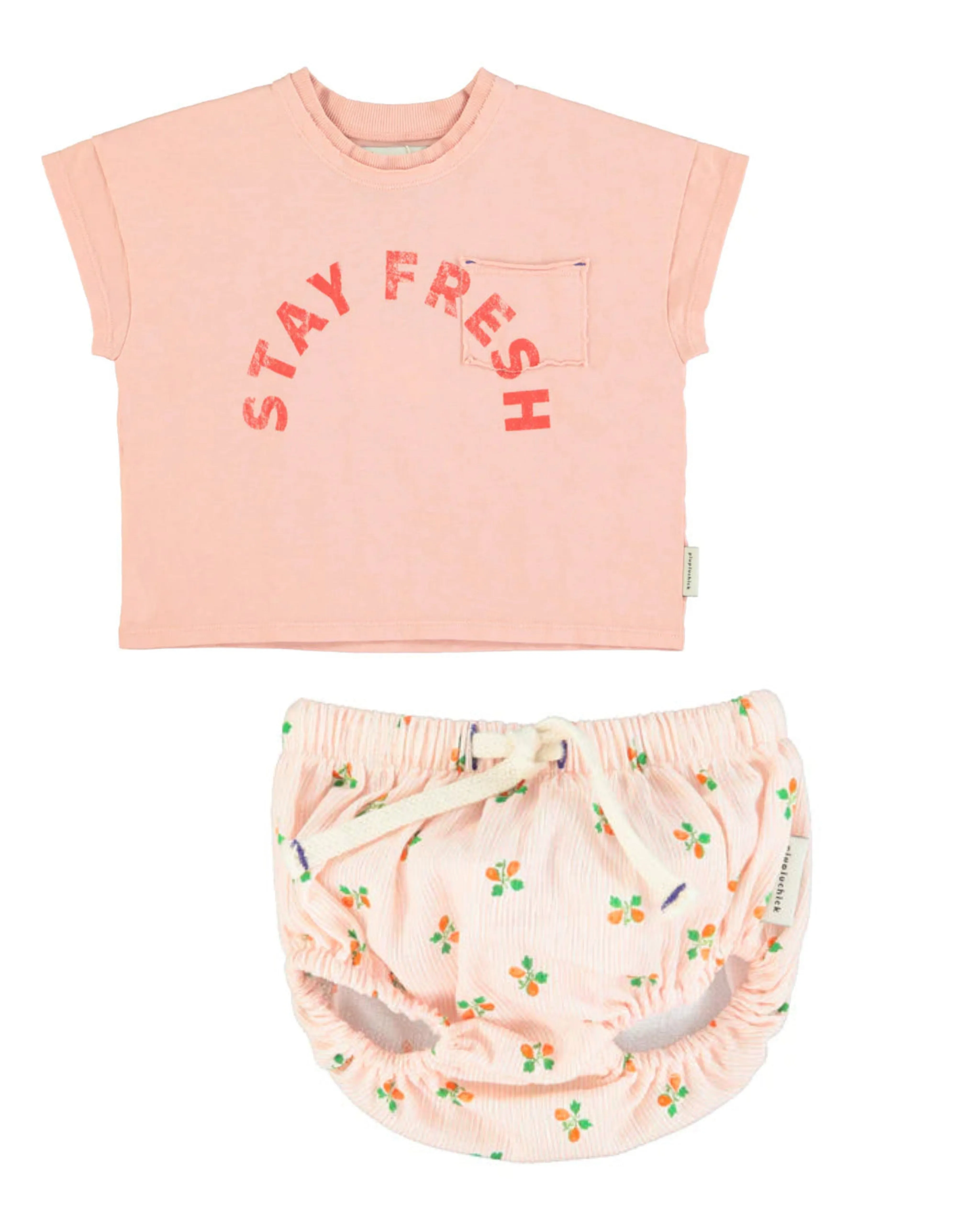 PIUPIUCHICK PINK STRIPE "STAY FRESH" BLOOMER SET