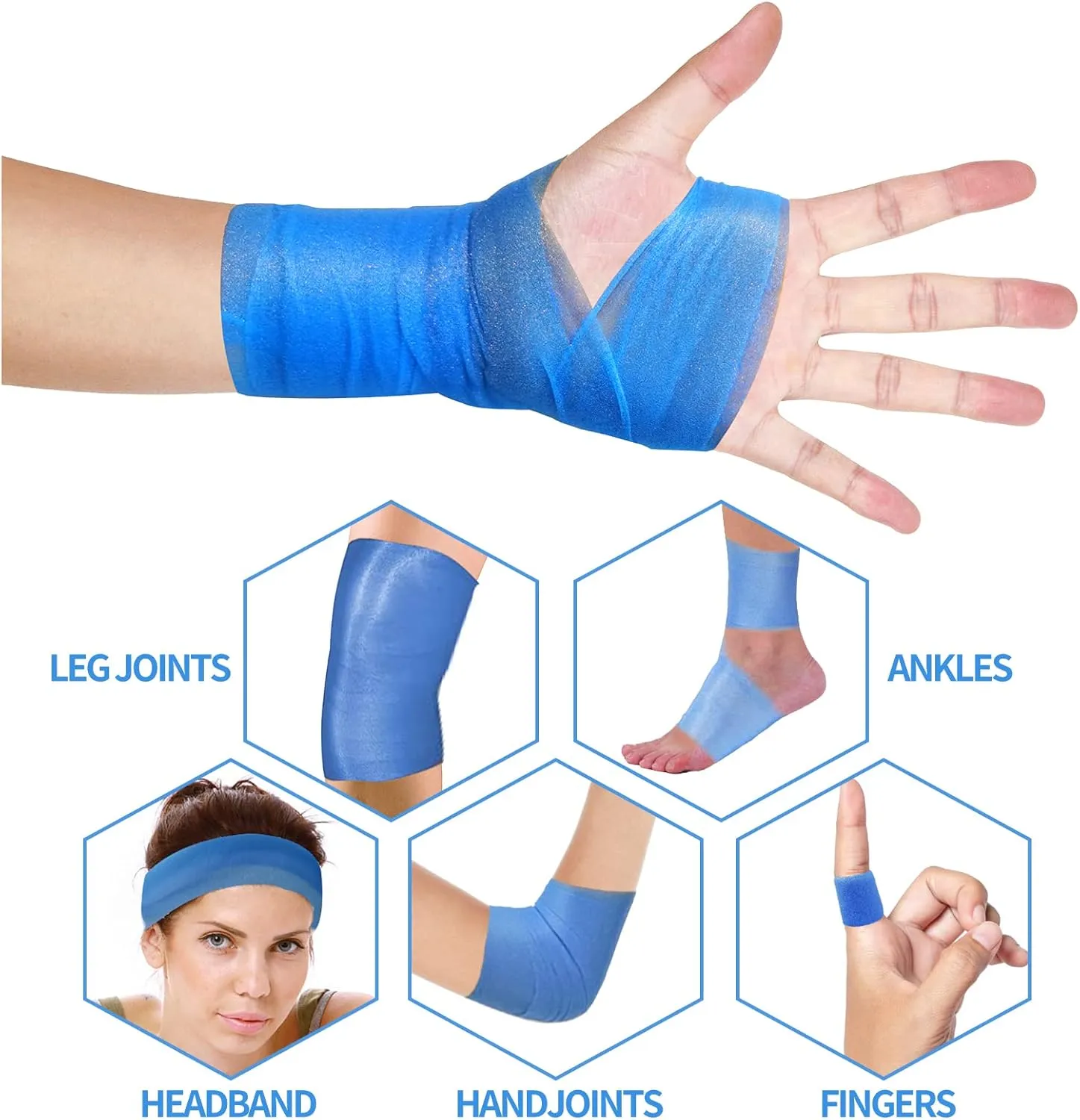 Pre Wrap Tape Athletic,3 Rolls Blue Prewrap Headbands for Hair,Foam Underwrap Sports Wrap