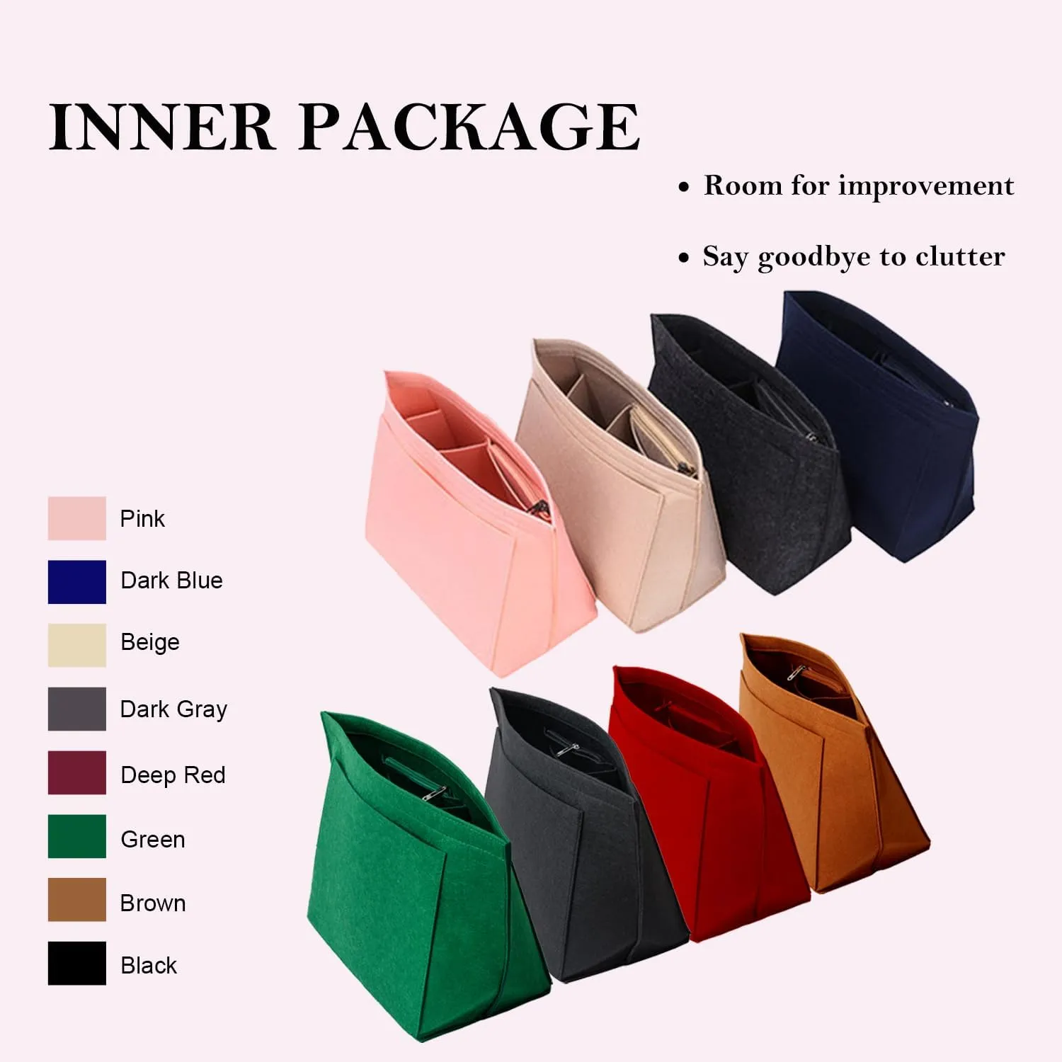 Purse Organizer, Multi-Pocket Felt Handbag Organizer, Folding Tote Bag organizer insert for Insert Wallet Organizer Suitable for Longchamp (Beige, Large)