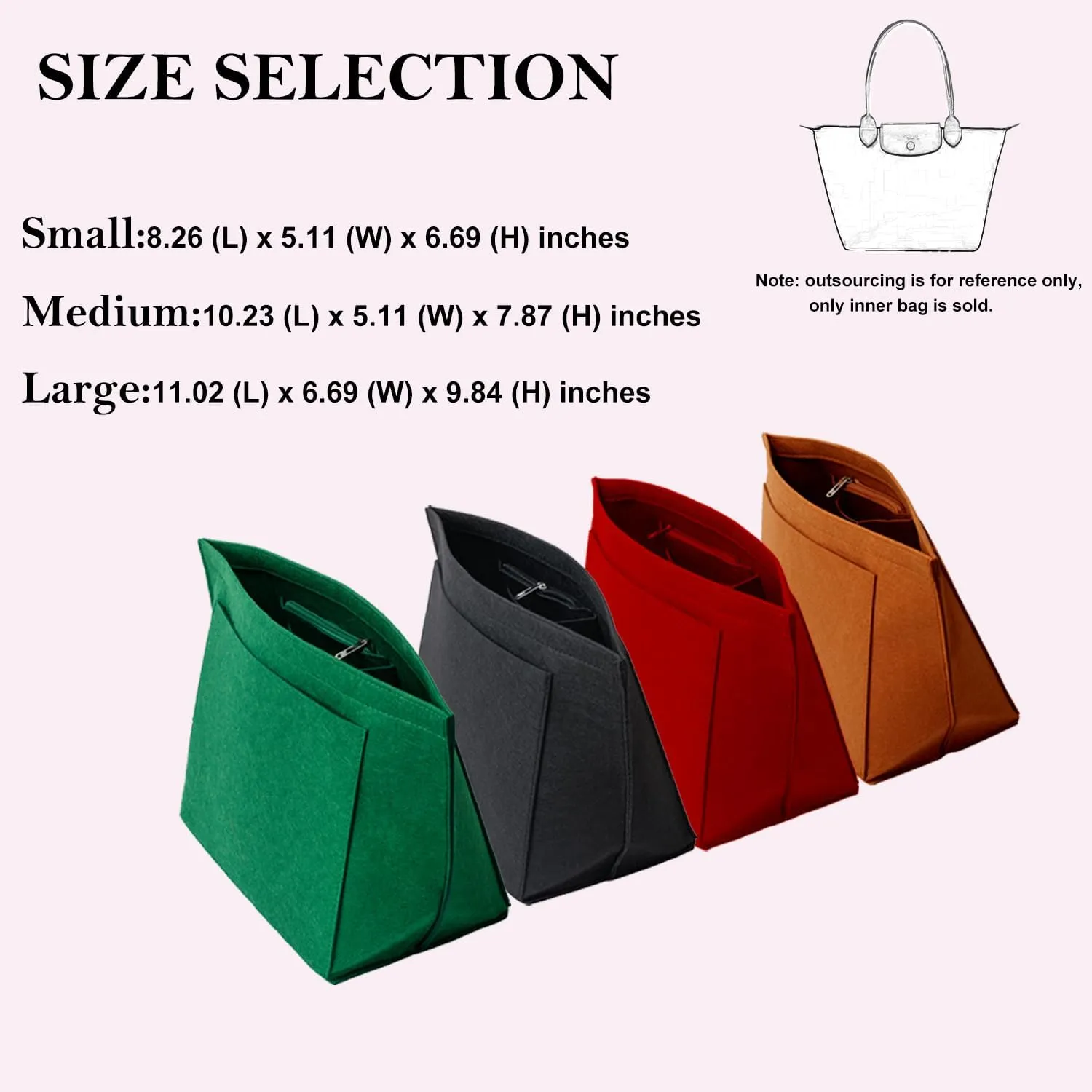 Purse Organizer, Multi-Pocket Felt Handbag Organizer, Folding Tote Bag organizer insert for Insert Wallet Organizer Suitable for Longchamp (Beige, Large)
