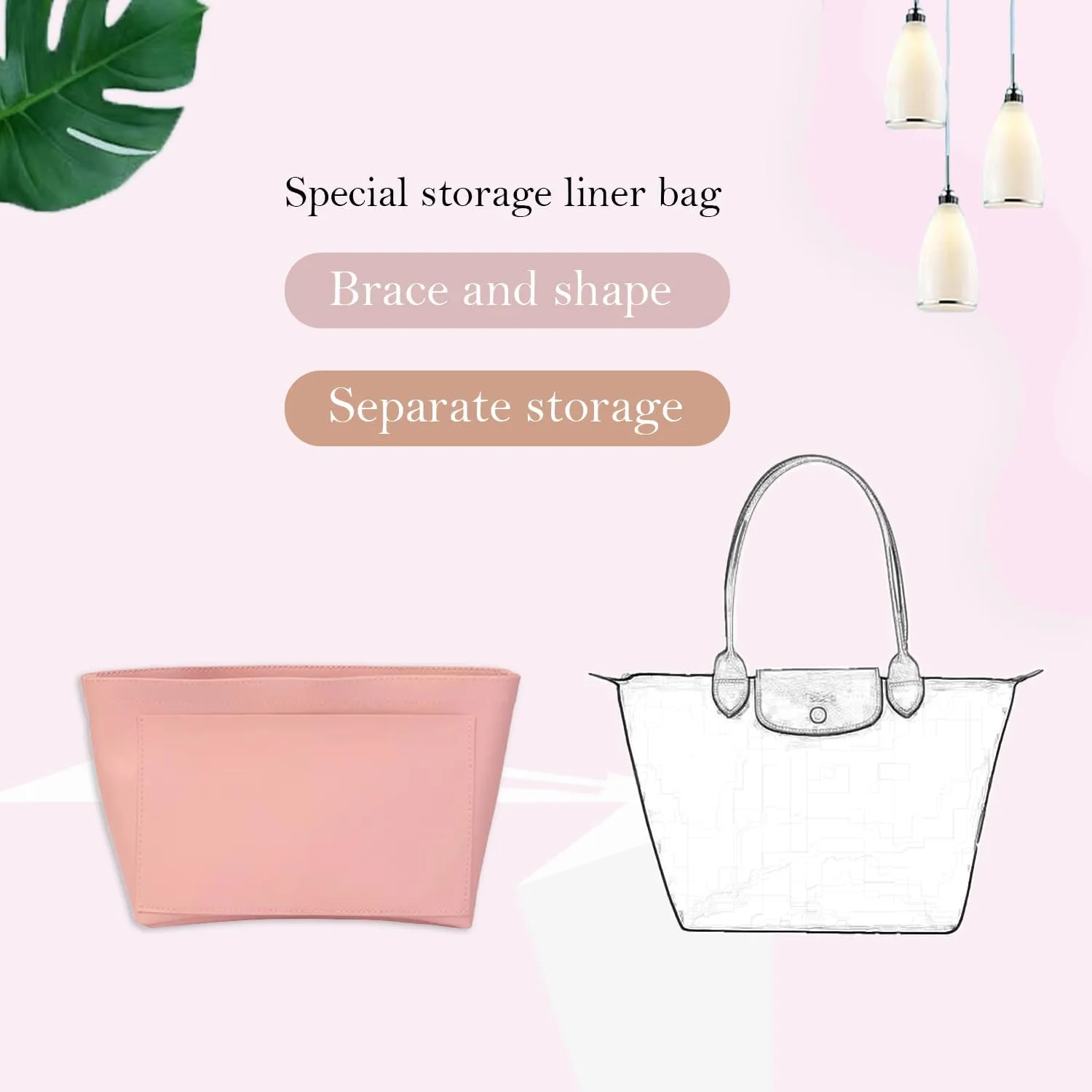 Purse Organizer, Multi-Pocket Felt Handbag Organizer, Folding Tote Bag organizer insert for Insert Wallet Organizer Suitable for Longchamp (Beige, Large)