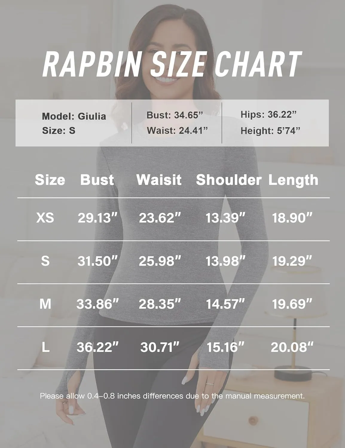 Rapbin Thermal Shirts for Women Long Sleeve Tops Ladies Fleece Undershirt for Winter Cold Weather with Thumb Holes XS-L