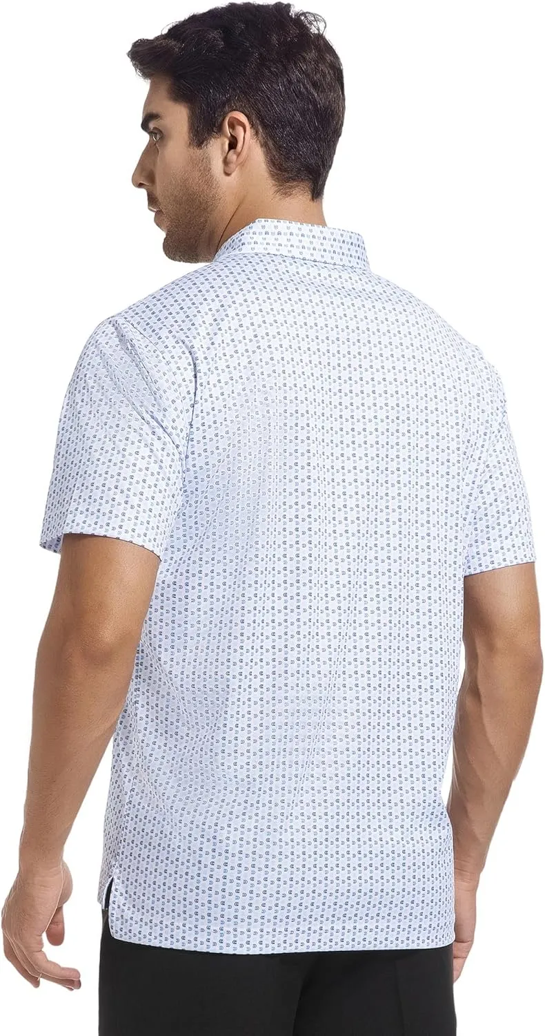 SAMERM Mens Golf Polo Shirts Short Sleeve Dry Fit Performance Moisture Wicking Print Sport Golf Shirts for Men Casual