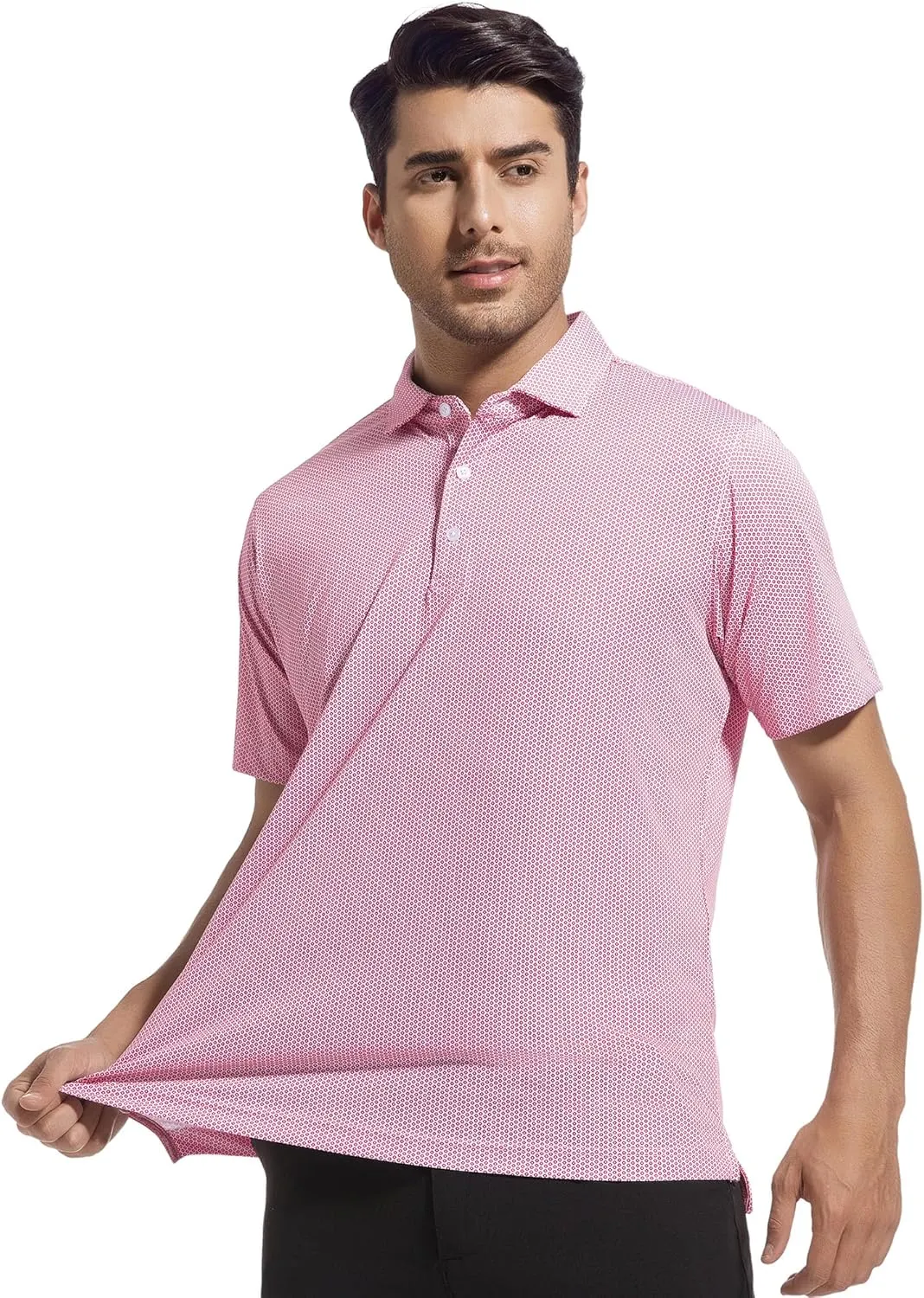 SAMERM Mens Golf Polo Shirts Short Sleeve Dry Fit Performance Moisture Wicking Print Sport Golf Shirts for Men Casual
