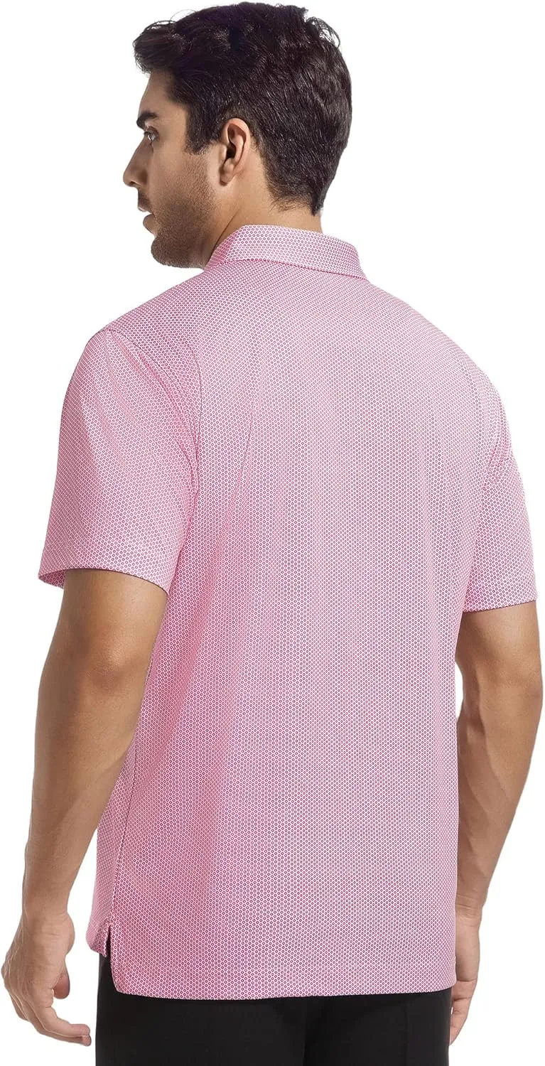 SAMERM Mens Golf Polo Shirts Short Sleeve Dry Fit Performance Moisture Wicking Print Sport Golf Shirts for Men Casual