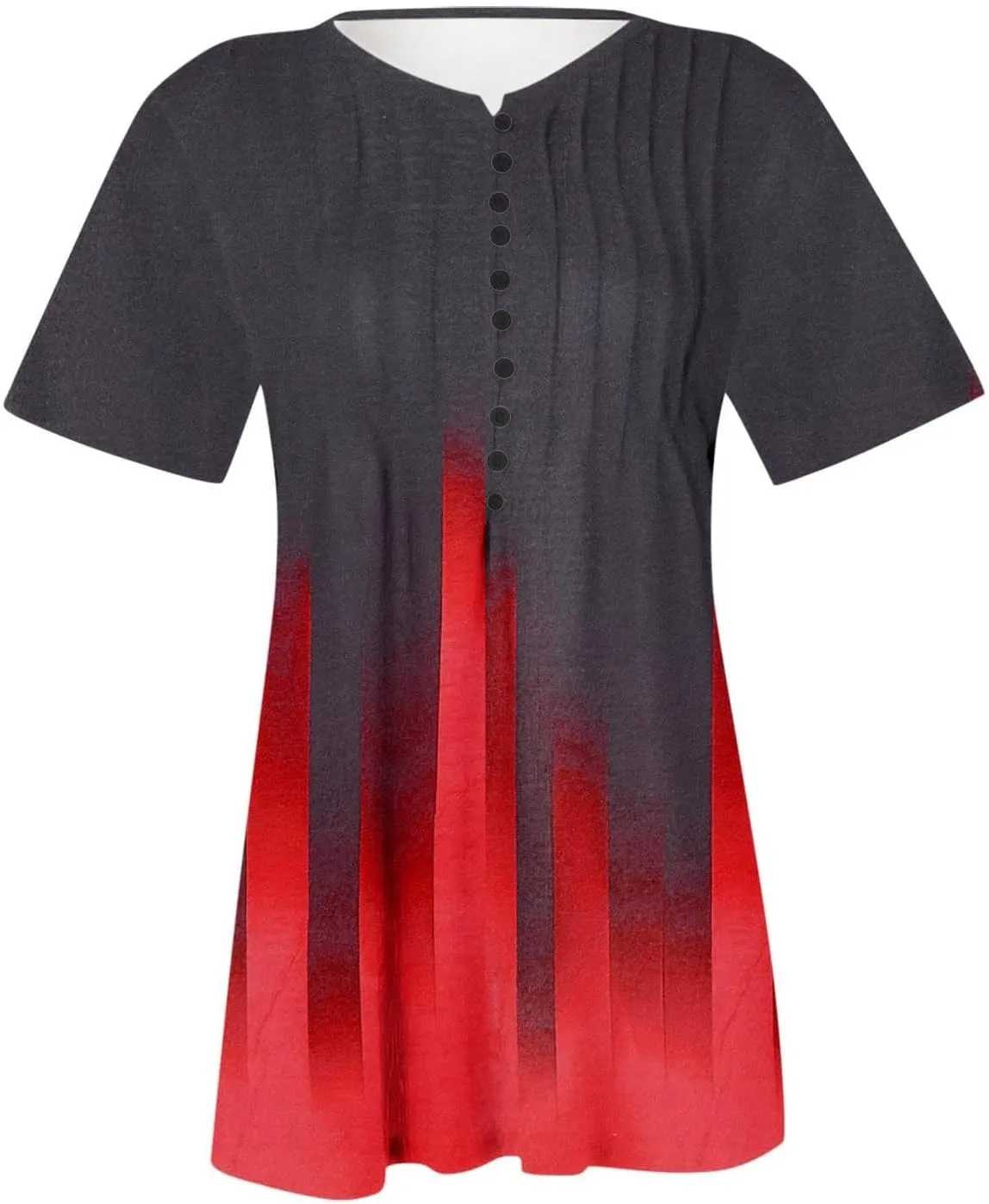 SHAOBGE Summer Tops for Women 2025 Trendy Boho Floral Print Tunic Shirt Short Sleeve Button v Neck Tshirt Casual Loose Blouse