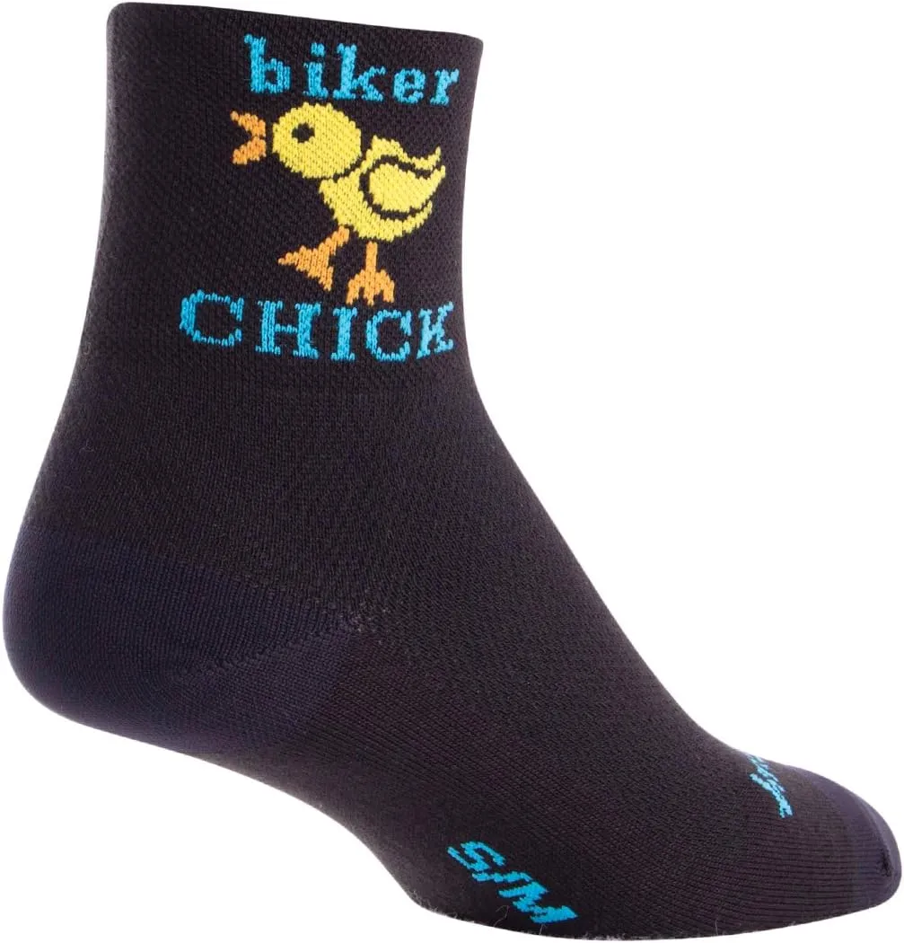 SockGuy, Women's Cycling Sock, Biker Chick, 3 inch